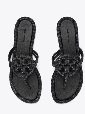 Inspired  Black Miller Pavé Slide Sandal